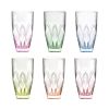 Набор из 6-ти цветных стаканов для воды RCR Ninphea 398 мл, H140 мм, хрустальное стекло, Италия