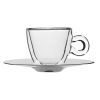 Кофейная пара: чашка с двойными стенками 65 мл + металлическое блюдце, серия Thermic Glass, Luigi Bormioli