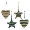 Набор елочных украшений Trendy stripes из джута и гофрированного картона из коллекции New Year Essential, 4 шт., Tkano
