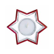 Подсвечник звезда красная кромка Crystal Christmas, хрусталь, Nachtmann