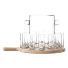 Набор из ведёрка для льда и 12 стопок на подставке Paddle 38.5 см прозрачный, дуб, LSA International