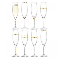 Набор из 8 бокалов-флейт с золотым декором Deco 225 мл, LSA International