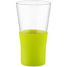 Стакан для кофе/чая 320 мл, с силиконовой подставкой, зеленый, стекло, серия YPSILON Brio, Bormioli Rocco