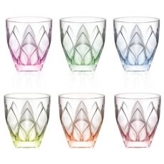 Набор из 6-ти цветных стаканов для виски RCR Ninphea 326 мл, H95 мм, хрустальное стекло, Италия