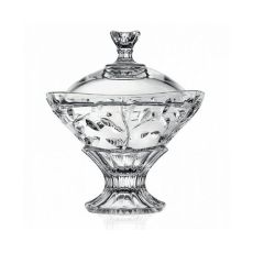 Конфетница с крышкой на ножке RCR Laurus D18 см, H13,7 см, хрустальное стекло, Италия