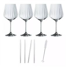 4 бокала Gin Tonic TASTES GOOD, 640 мл + 4 трубочки + 1 щетка для чистки , хрустальное стекло, Nachtmann