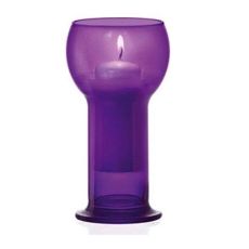 Подсвечник со свечой H16,4 см, фиолетовый, стекло, серия LUCILLA, Bormioli Rocco