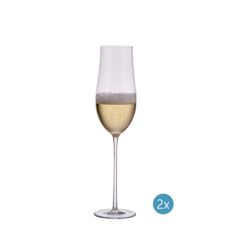 Набор бокалов для шампанского, 220 мл, 2 шт, D60 mm, H264mm, хрустальное стекло, ручная работа, BALANCE, Halimba