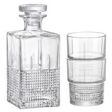 Набор  для виски из 7 предметов (декантер 0,75 л + 6 стаканов 370 мл) Bartender Novecento,  Bormioli Rocco