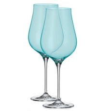 Набор из 2-х бокалов для белого вина LIMOSA; бирюзовая чаша, 500 мл, Crystal Bohemia