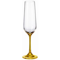 Набор из 4-х бокалов для шампанского STRIX; желтая ножка, 200 мл, Crystal Bohemia