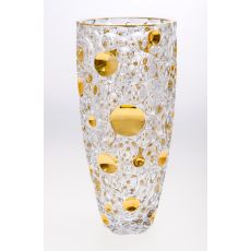 Ваза LISBOA, 35 см; декор Золотые круги; стекло, Bohemia JIHLAVA