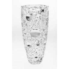 Ваза LISBOA, 35 см; декор Платиновые круги; стекло, Bohemia JIHLAVA