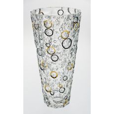 Ваза LISBOA, 31 см; декор Золотые и черные кольца; хрусталь, Bohemia JIHLAVA