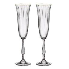 Набор из 2-х бокалов для шампанского FREGATA OPTIC; декор Отводка золото, 190 мл, Crystal Bohemia