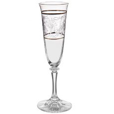 Набор из 6-ти бокалов для шампанского BRANTA, декор Панто, 2 отводки платина, 175 мл, Crystal Bohemia