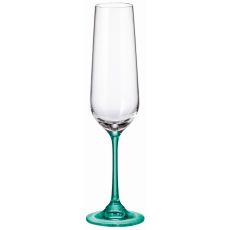 Набор из 4-х бокалов для шампанского STRIX; голубая ножка, 200 мл, Crystal Bohemia
