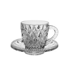 Набор для кофе Diamond  Mokko, 2 чашки и 2 блюдца, Crystal Bohemia