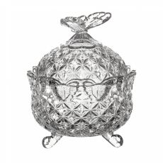 Доза Бабочка, 13,5 см, круглая, Crystal Bohemia