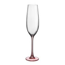 Набор из 2-х бокалов для шампанского COLUMBA OPTIC, 260 мл; розовая ножка, Crystal Bohemia