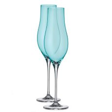 Набор из 2-х бокалов для шампанского LIMOSA; бирюзовая чаша, 200 мл, Crystal Bohemia