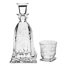 Набор для виски Prince: 1 штоф 750 мл и 6 стаканов 320 мл, декор Цветок, Crystal Bohemia