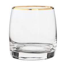 Набор из 6-ти стаканов для виски Pavo; декор Отводка золото, 230 мл, Crystal Bohemia