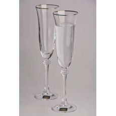 Набор из 6-ти бокалов для шампанского Asio; декор Отводка золото, 190 мл, Crystal Bohemia