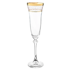 Набор из 6-ти бокалов для шампанского Asio; декор Панто, 2 отводки золото, 190 мл, Crystal Bohemia