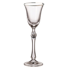 Набор из 6-ти стопок для водки, ликера Parus; декор Отводка платина, платиновый шар, 70 мл, Crystal Bohemia