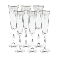 Набор из 6-ти бокалов для шампанского Asio, декор Панто, затирка платина, отводка платина, 190 мл, Crystal Bohemia