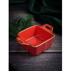 Соусник квадратный с 2-мя ручками 7х10 см h 4.2 см, Seasons Красный, Porland