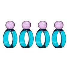 Набор из 4 колец для салфеток Orb, ?4 см, бирюзовые/розовые, Liberty Jones