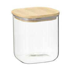 Банка для хранения квадратная Glass Bamboo, 1,5 л, Smart Solutions