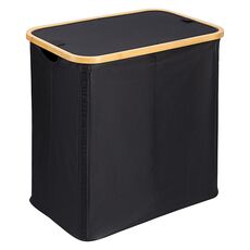 Корзина для белья с двумя отделениями Neat Twin, 53,5х33х53 см, черная, Smart Solutions