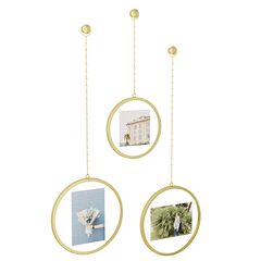 Набор из 3 подвесных фоторамок Fotochain матовая латунь, Umbra