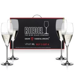 Набор бокалов Vinum XL Vintage Champagne Pay 3 Get 4, 340 мл, 4 шт., 7416/28, Riedel