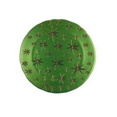 Блюдо Golden Stars, 32 см, зеленое, хрустальное стекло, Nachtmann