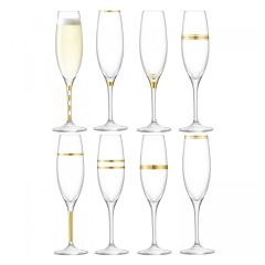Набор из 8 бокалов-флейт с золотым декором Deco 225 мл, LSA International