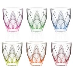Набор из 6-ти цветных стаканов для виски RCR Ninphea 326 мл, H95 мм, хрустальное стекло, Италия