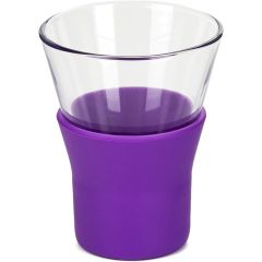 Набор из 4-х стаканов для кофе/чая 220 мл, с силиконовой подставкой, фиолетовый, стекло, серия YPSILON Brio, Bormioli Rocco