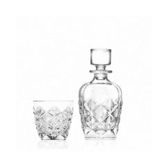 Набор из 7-ми предметов для виски RCR Timeless Style: Графин 750 мл, H190 мм и 6 стаканов 310 мл, H86 мм, хрустальное стекло, Италия