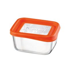 Контейнер стеклянный 13 х 10 см, 0,5 л, оранжевый, стекло, полипропилен, серия Frigoverre Fun, Bormioli Rocco