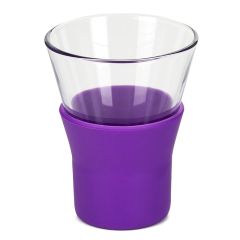Набор из 4-х стаканов для кофе/чая 110 мл, с силиконовой подставкой, фиолетовый, стекло, серия YPSILON Brio, Bormioli Rocco