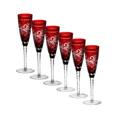 Набор фужеров для шампанского темно-бордовых 170 мл, 6 шт, серия MONICA, AJKA CRYSTAL