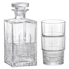 Набор  для виски из 7 предметов (декантер 0,75 л + 6 стаканов 370 мл) Bartender Novecento,  Bormioli Rocco