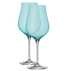 Набор из 2-х бокалов для белого вина LIMOSA; бирюзовая чаша, 500 мл, Crystal Bohemia