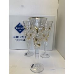 Набор из 6-ти бокалов для шампанского GLACIER, декор Золото; 200 мл; хрусталь, Bohemia JIHLAVA