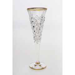 Набор из 6-ти бокалов для шампанского GLACIER, декор Отводка золото; 200 мл; хрусталь, Bohemia JIHLAVA