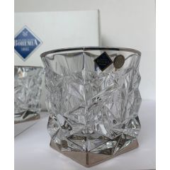 Набор из 6-ти стаканов для виски GLACIER, декор Отводка платина; 350 мл; хрусталь, Bohemia JIHLAVA
